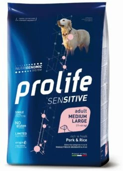 Prolife Sensitive Cane Adult Medium/Large Maiale E Riso - 10 Kg