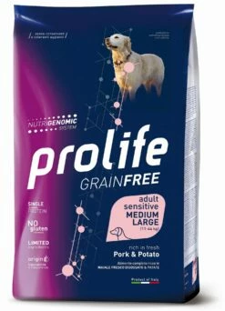 Prolife Grain Free Cane Adult Sensitive Medium/Large Maiale E Patate - 2,5 Kg