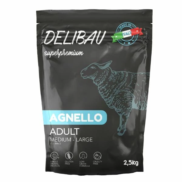 Delibau Superpremium Cibo Per Cani Adult Medium-Large Agnello - 2,5 Kg