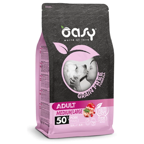 Oasy Grain Free Adult Medium Large Maiale - 12 Kg