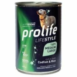 Prolife Lifestyle Umido Cane Medium/Large 400 Gr - Light Merluzzo Fresco E Riso