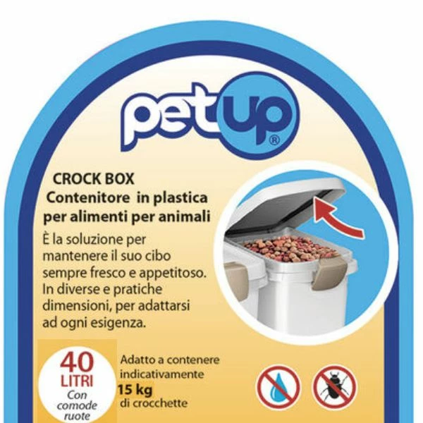 Porta Crocchette Bidone Con Ruote Crock-Box PetUp - Portata 40 L - Fino A 15 Kg Di Crocchette - immagine 2