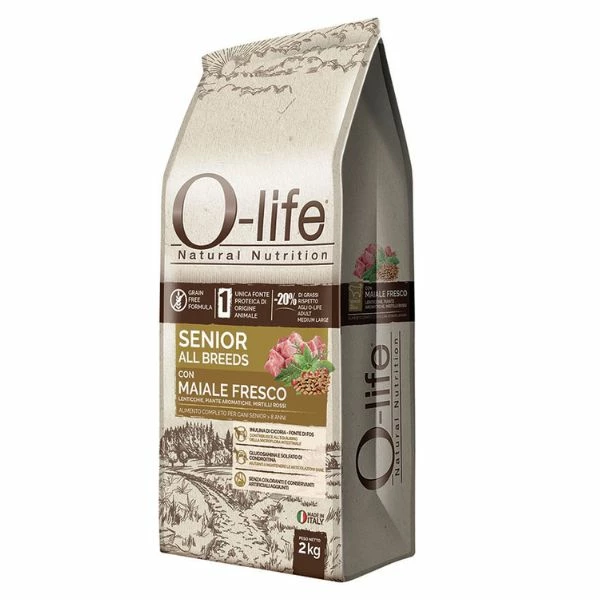 O-life Dog Grain Free Senior All Breeds Maiale Fresco - 7 Kg