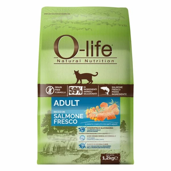 O-life Cat Adult Grain Free Salmone Fresco - 1,2 Kg
