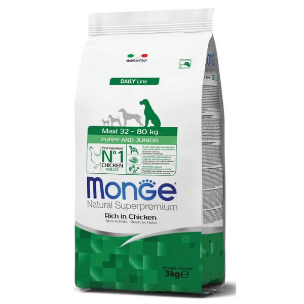 Monge Natural Superpremium Maxi Puppy & Junior Ricco Di Pollo - 12 Kg