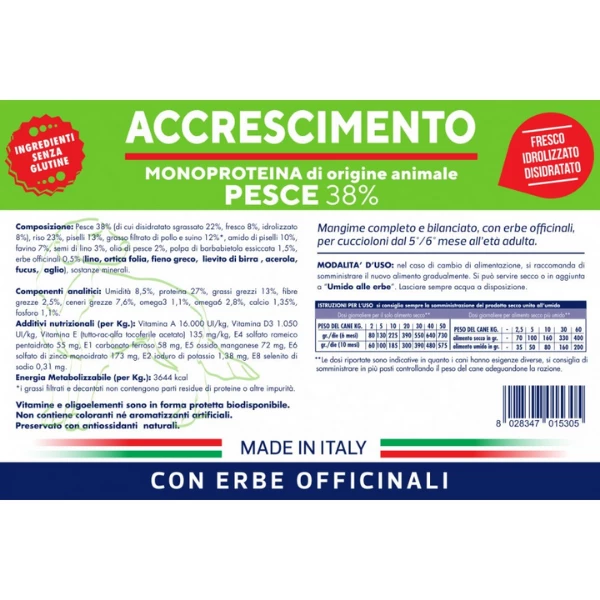 Vet Line Secco Monoproteico Cane Junior Accrescimento Pesce - 12,5 Kg - immagine 2
