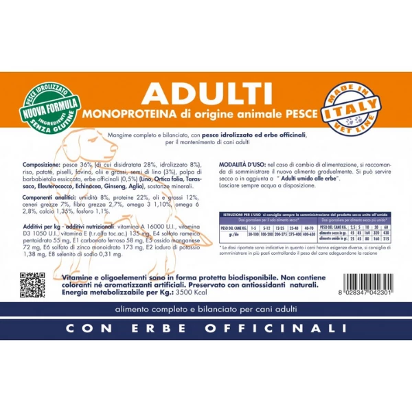Vet Line Secco Monoproteico Cane Adult Pesce - 3 Kg - immagine 2