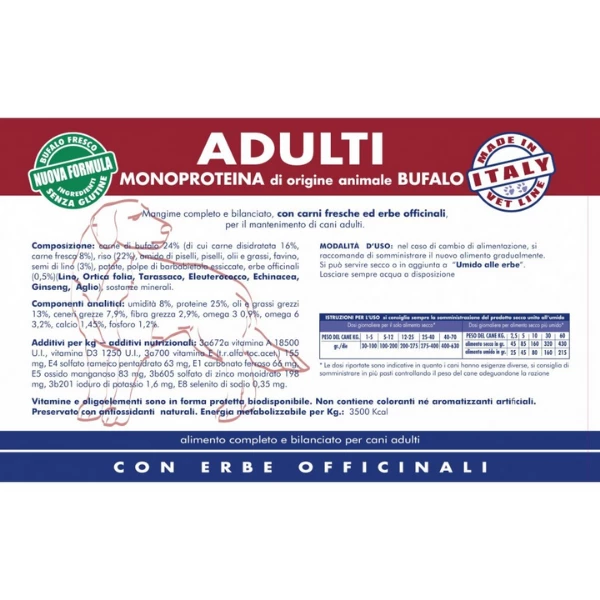 Vet Line Secco Monoproteico Cane Adult Bufalo - 3 Kg - immagine 2