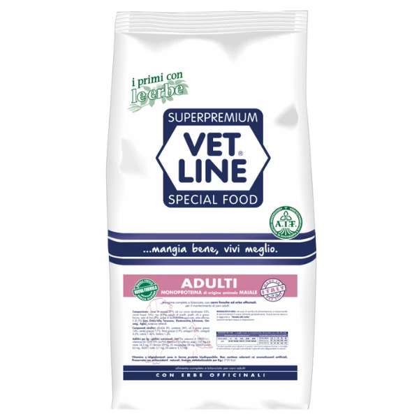 Vet Line Secco Monoproteico Cane Adult Maiale - 12,5 Kg