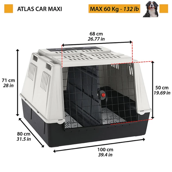 Trasportino Atlas Car Ferplast - Mini - 72 X 41 X H 51 Cm - immagine 6