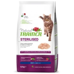 Natural Trainer Adult Sterilised Con Carni Bianche Fresche - 1,5 Kg