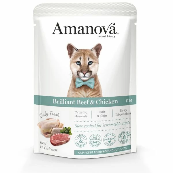 Amanova Adult Cat Umido Grain Free 85 Gr - Vitello E Pollo