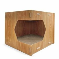 Tiragraffi Cuccia In Legno E Cartone Angolare Record - 1 Tiragraffi: 40x40x35h Cm