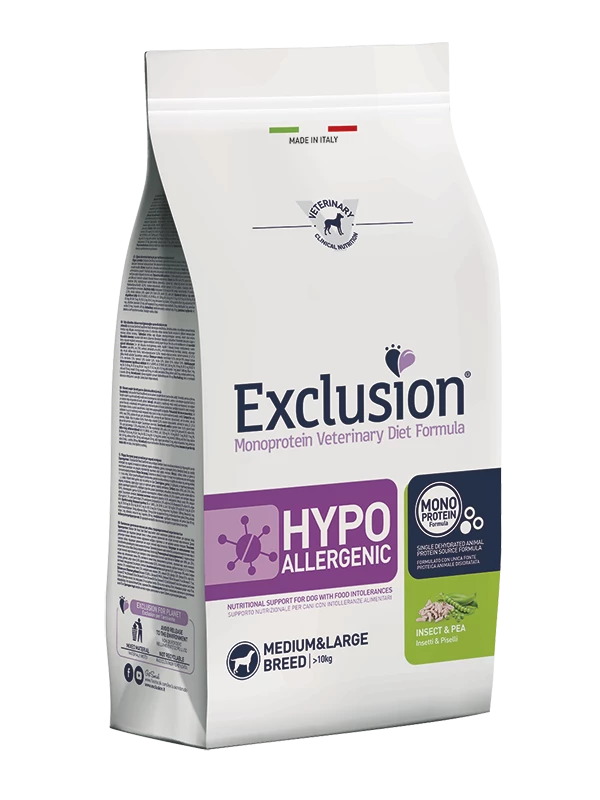 Exclusion Diet Hypoallergenic Medium/Large Breed Insetti E Piselli - 12 Kg