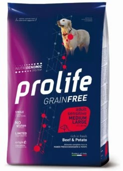 Prolife Grain Free Cane Adult Sensitive Medium/Large Manzo E Patate - 2,5 Kg