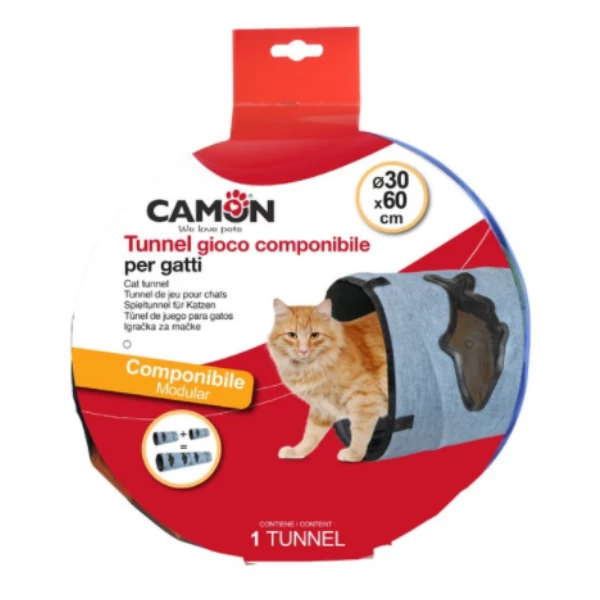 Tunnel Gioco Componibile Shark Per Gatti Camon - 30x60 Cm - immagine 2